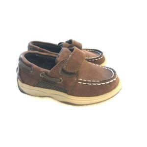 Sperry Top-Sider Intrepid H&L Boys Tan Brown Leather Boat Shoes Size 8M-RARE